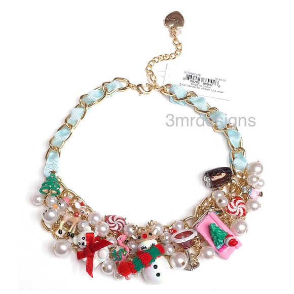 NWT Betsey Johnson 💋SANTA TRUCK Gold Tone Crystal Drop Earrings & Necklace Set - Picture 4 of 13